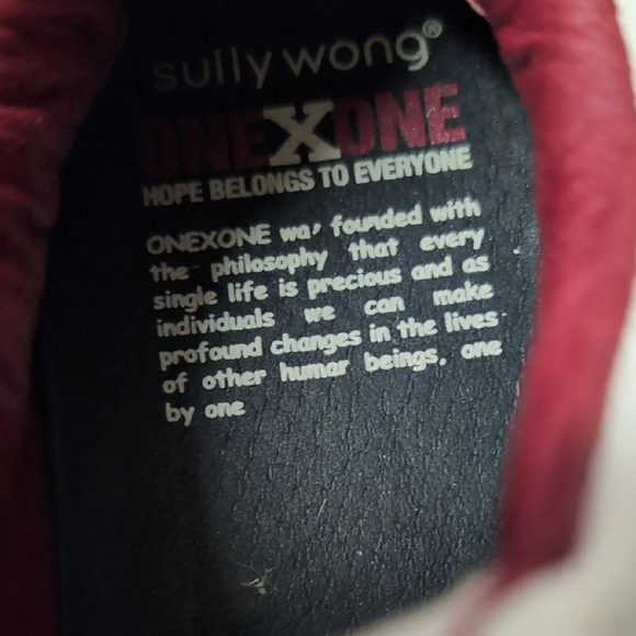 Sully Wong White and Red Canvas Sneakers - Picture 3 of 10